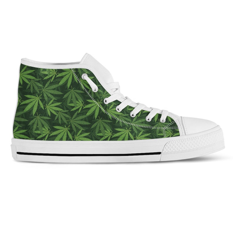 Weed sneakers marijuana shoes cannabis leaf high tops | Etsy