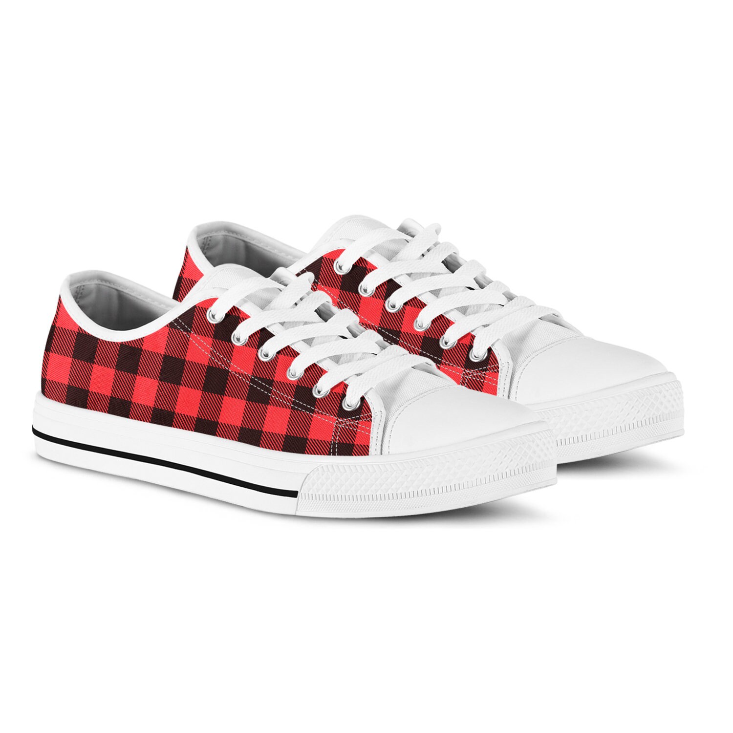 red buffalo check sneakers