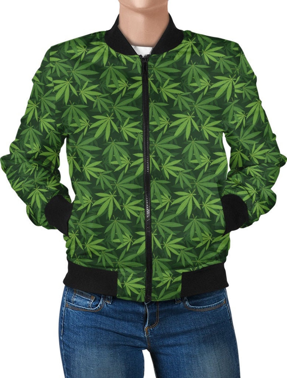 Weed Bomber Jacket Marijuana Clothing Cannabis Leaf Jacket Etsy