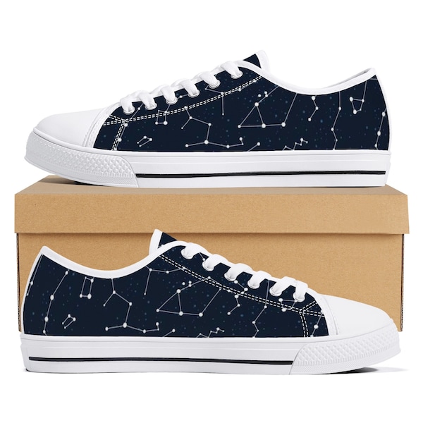 Constellation Sneakers, Star Map Night Sky Celestial Tennis Shoes