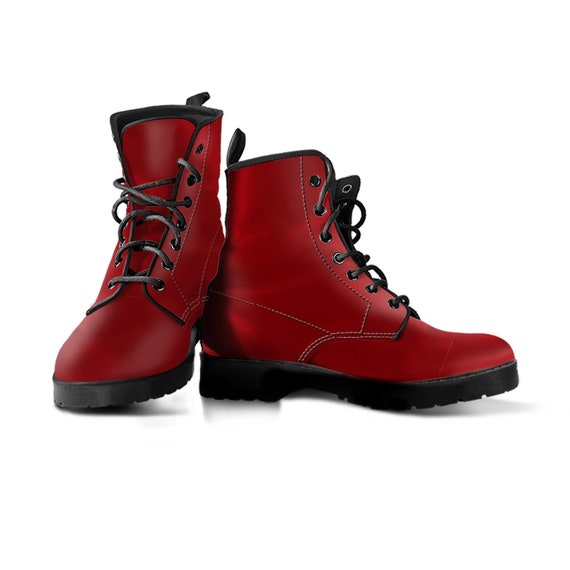 red vegan boots