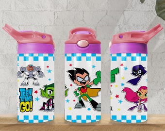 Cartoon 12 Oz Tumbler Wrap PNG, Sippy Cup 12 Oz PNG, Flip-top Cup 12 Oz PNG, Cartoon Characters Kids Cup Png Sublimation Digital Download