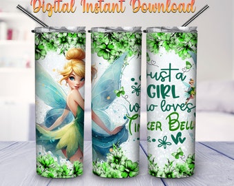 Just A Girl Who Loves Princess Cartoon 20oz Skinny Tumbler Wrap PNG Sublimation, Cartoon Tumbler Straight and Tapered PNG Digital Download