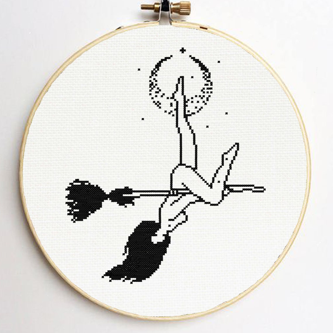 Flying Witch Cross Stitch Pattern Witchy Gift Halloween Cross | Etsy