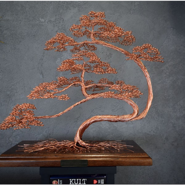 Grand bonsaï en fil de fer | Arbre de vie | Dédicace gravée | Arbre en métal | Décoration d'intérieur japonaise | Style japonais | Arbre de jardin zen|