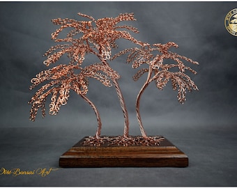 Koperen palmboomsculptuur: gegraveerd tropisch cadeau, 7e verjaardag