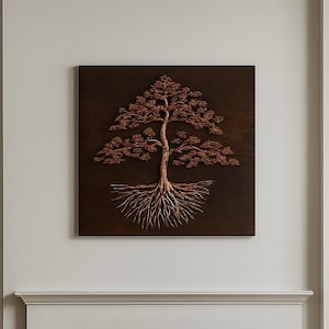 Wire Bonsai Tree of Life Wall Art: Personalized Metal Sculpture