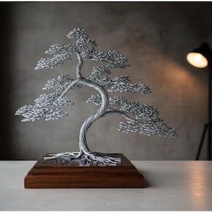 Bonsái de alambre grabado: arte japonés en metal hecho a mano, regalo para un nuevo hogar