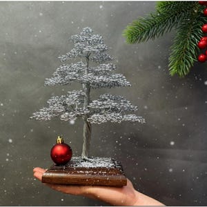 Wire Christmas Tree  | Christmas  Gift | Engraved Dedication | Metal Tree | Tree Of Immortality | Steel 11th Wedding Anniversary |