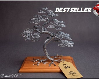 Wire Bonsai Tree | Original Gift | Engraved Dedication | Steel 11th Wedding Anniversary | Japanese Home Decoration | Luxury Handmade | Zen |