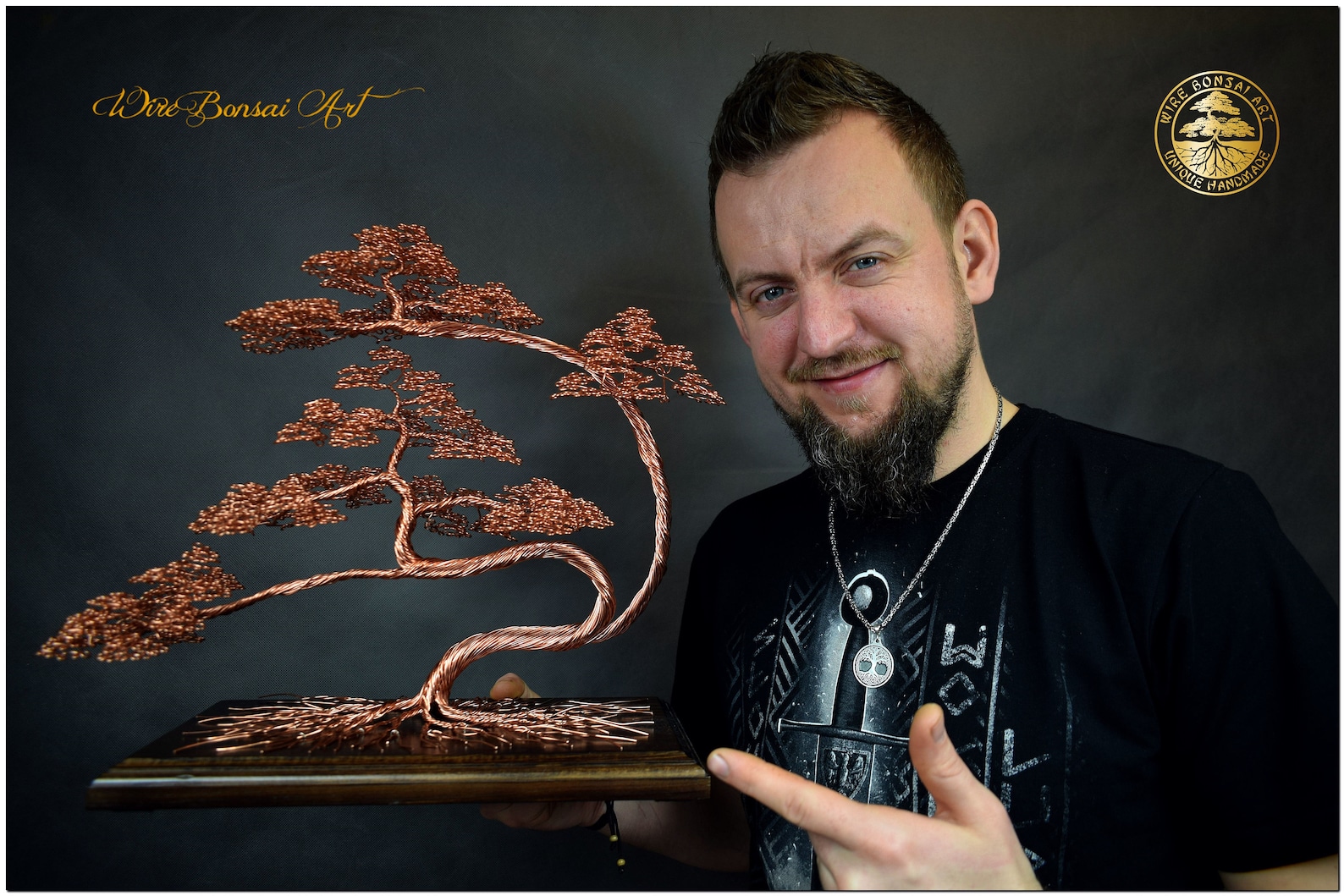 Large Wire Bonsai Tree Tree of Life Engraved Dedication Etsy