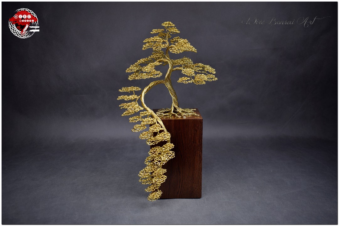 金色ワイヤーの盆栽風アート 金色ワイヤーの盆栽風アート 陶器ビーズ アクセサリー