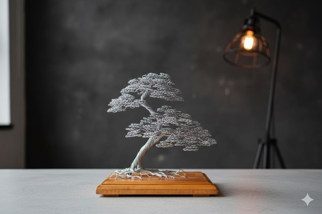 彫刻されたワイヤー盆栽：手作りの鉄彫刻、禅の装飾 - Etsy 日本