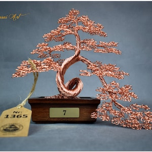 Bonsai Tree in an Oak Pot | 7th anniversary | Engraved Dedication | Indoor  Bonsai Tree | Copper Art Work | Copper home accent | Yoga |