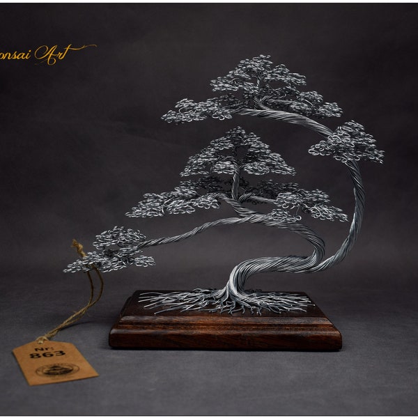 Árbol Bonsai de Alambre / Árbol de la Vida / Dedicatoria Grabada / Decoración Principal de la Sala de Estar / Regalo de Nuevo Hogar / Decoración de Meditación / Yin Yang