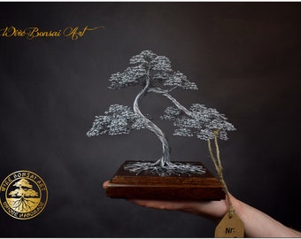 Metal Wire Bonsai Tree | Engraved Dedication | Luxury Handmade | Steel 11th Wedding Anniversary | Japanese Decoration | New Home Gift| Zen |