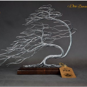 Windy Wire Bonsai Tree |  Tree of Life | Engraved Dedication | Zen Garden Tree | Metal Sculpture for the Desk | Decorative Tree | Lucky Tree