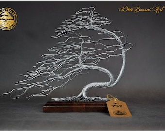 Windy Wire Bonsai Tree |  Tree of Life | Engraved Dedication | Zen Garden Tree | Metal Sculpture for the Desk | Decorative Tree | Lucky Tree