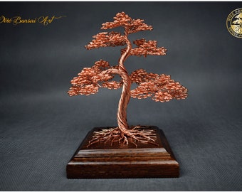 Mini albero bonsai in filo di rame / dedica incisa / lusso fatto a mano / albero di rame / stile industriale / casa orientale / chakra tree