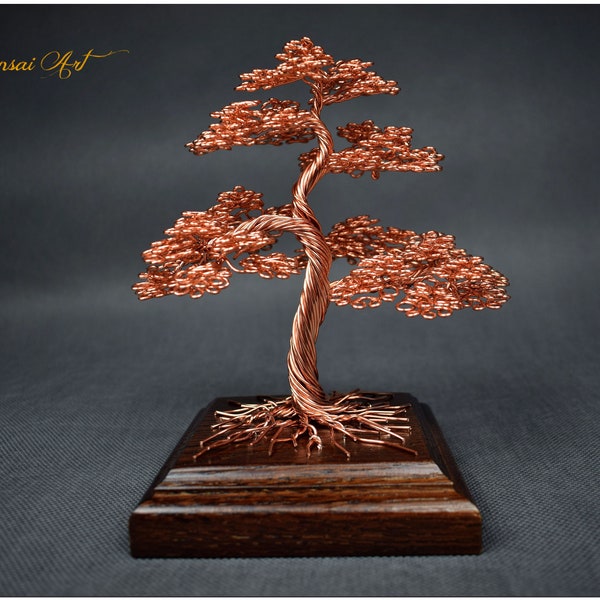 Mini Draht Bonsai Baum aus Kupfer | Gravierte Widmung | Luxuriöse handgemachte | Kupfer Baum | Industrial Style | Orientalische | Chakra Baum