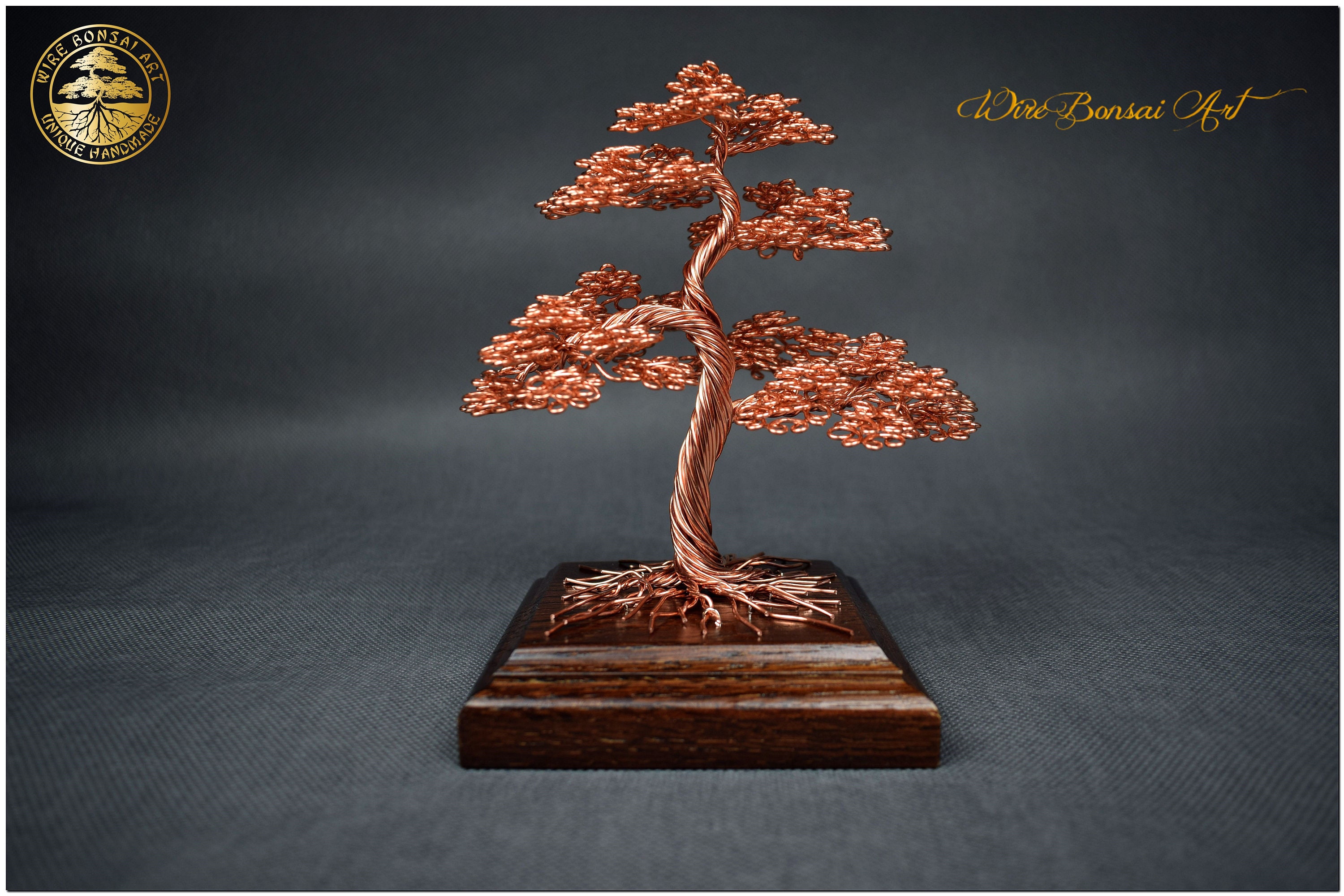 Mini Wire Bonsai Tree Made of Copper Engraved Dedication Etsy