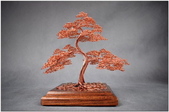 Drzewko bonsai z drutu miedzianego | Miedziana rocznica | 7. rocznica |  Grawerowana dedykacja | Miedziana ozdoba | Drzewo ycia | Styl japoski | -  Etsy Polska