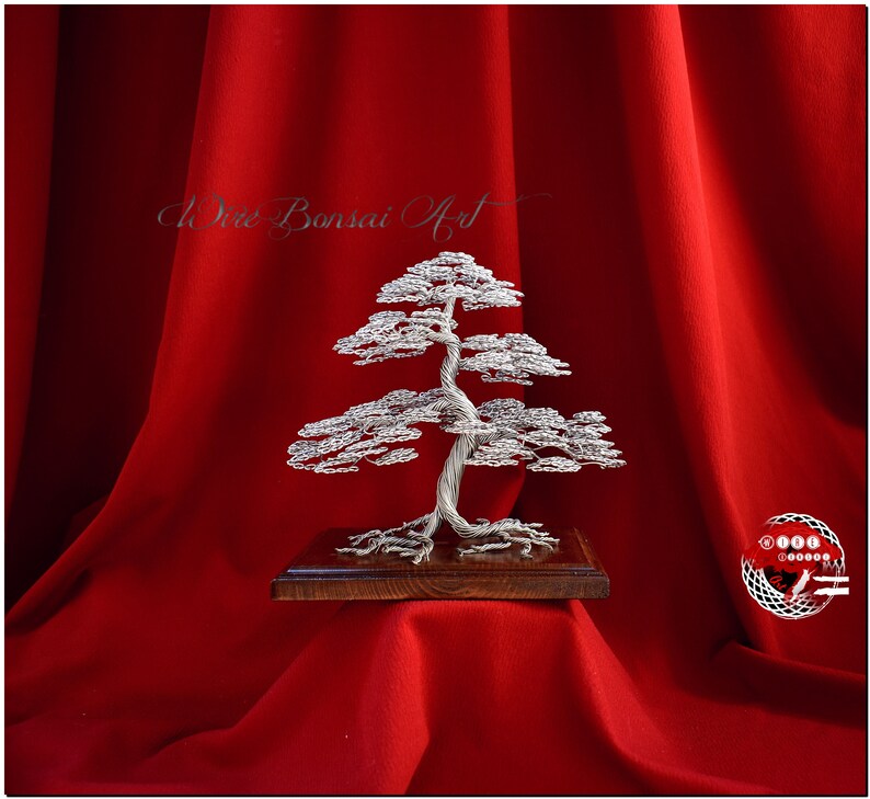 Wire bonsai tree Japanese decor engraved dedication Etsy