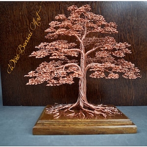 Copper Oak Bonsai Tree | 7th Anniversary | Engraved Dedication | Oriental Living Room Decoration | Luxury Handmade | Positive Energy | Zen |