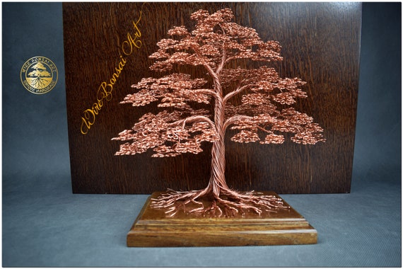 Drzewko Bonsai z Dbu Miedzianego | 7. rocznica | Grawerowana dedykacja |  Orientalna dekoracja salonu | Luksusowe rkodzieo | Pozytywna energia |  Zen | - Etsy Polska