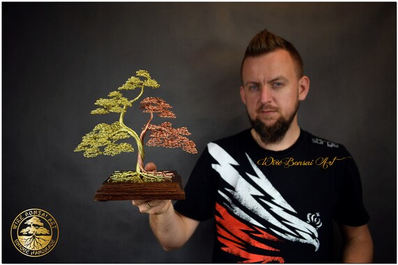 Messing & Kupferdraht Bonsai Baum: Geschenk mit Gravur - Etsy.de