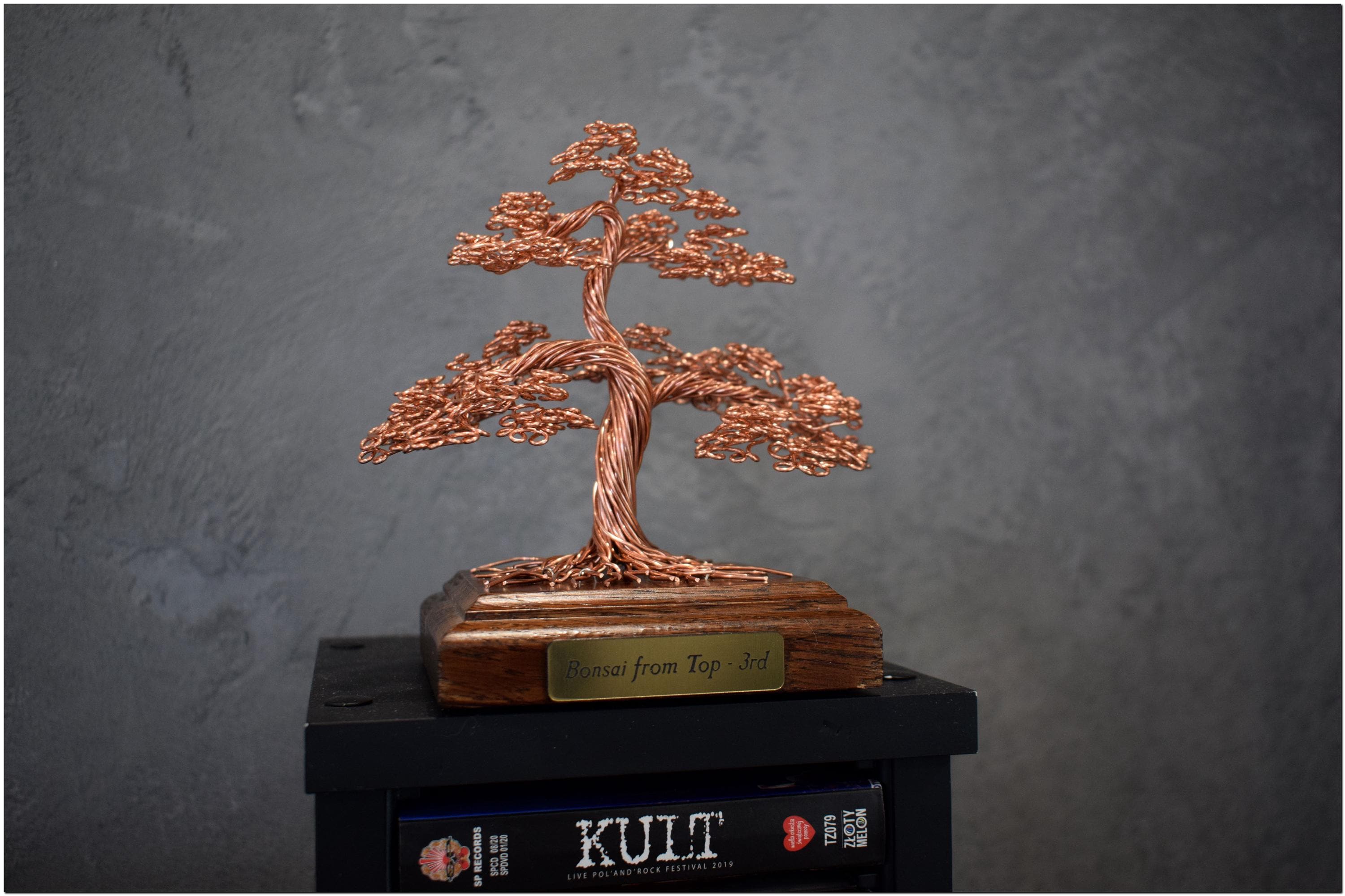 Handmade Wire Bonsai Tree Award Set: Oak Base, Engraved Plate - Etsy