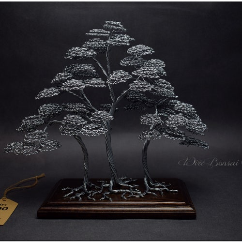 Metal Bonsai Tree Forest With Wire Bonsai Trees Engraved Etsy