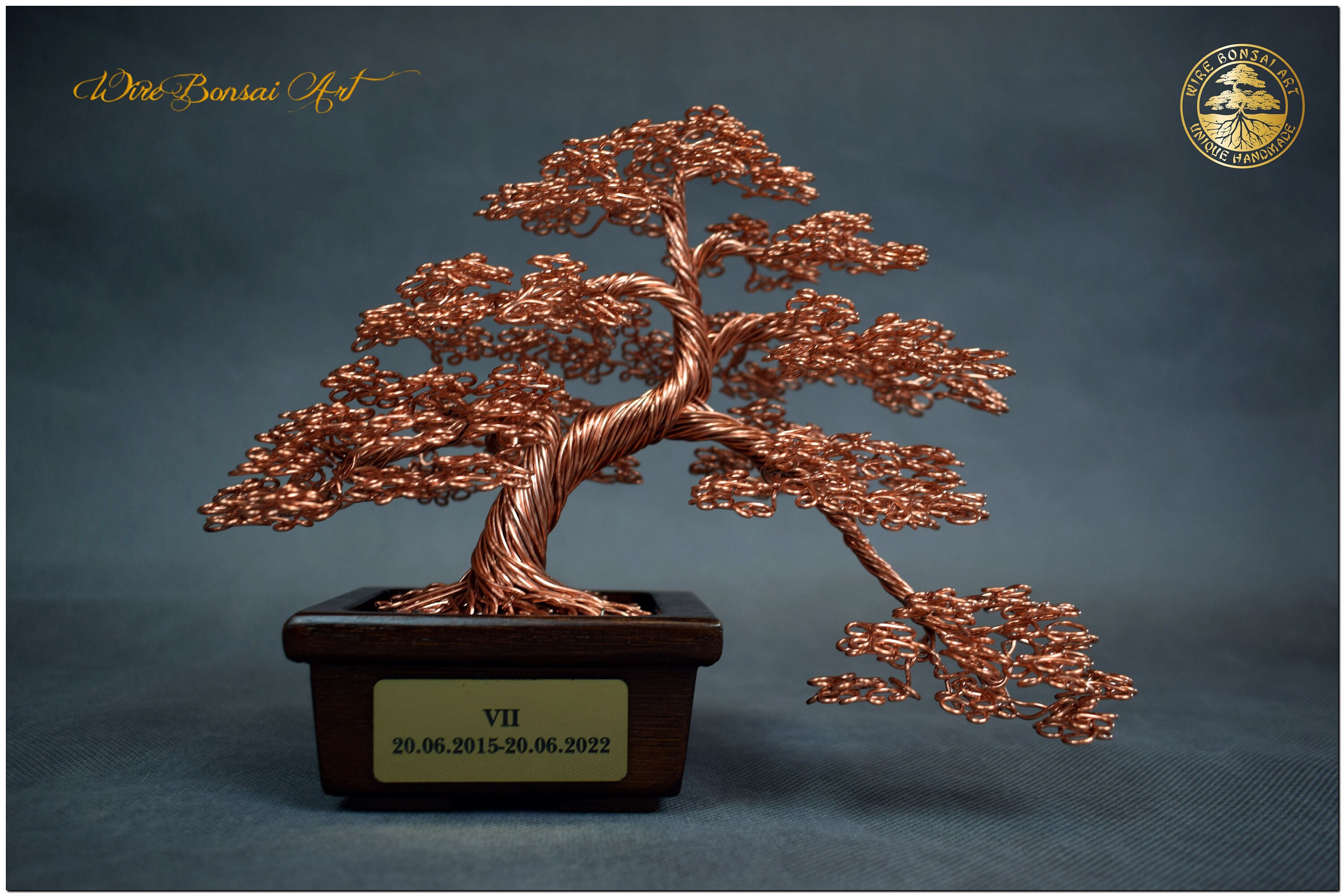 Copper Bonsai Tree in an Oak Pot 7th Anniversary Engraved Etsy