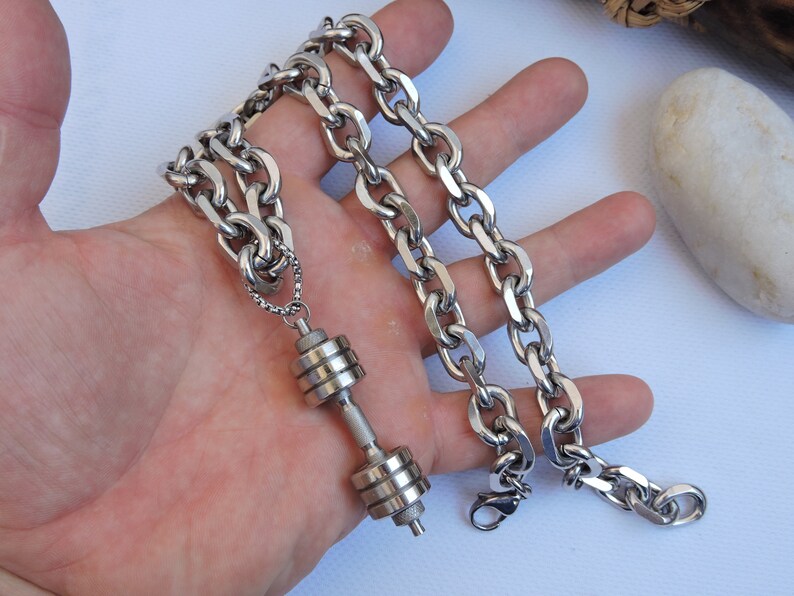 Stainless steel chain necklace 0.47 and 0.31 inch