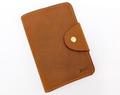 Personalized Leather Passport Cover Holder, Crazy Horse Leather with Customised Name