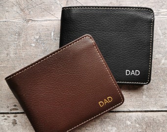 Personalised Real Leather Male Wallet Hand Made with Coin Pouch & Personalized Embossed Initials | Father's Day Gift Present