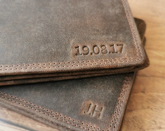 Personalised Real Leather Rustic Men&#39;s Wallet | Handmade Vintage Hunter Leather | Personalized Initials Embossed | Fathers Day Gift