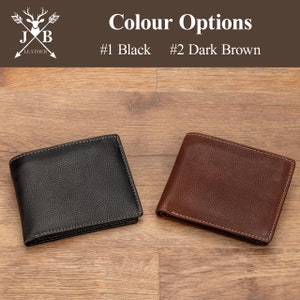 Personalised Real Leather Male Wallet Hand Made with Coin Pouch & Personalized Embossed Initials Valentines Day Gift Present image 5