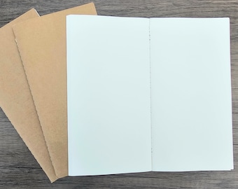 Small Plain Paper Journal Refill Paper Inserts for Travel Journal Notebook (19 x 10.5cm - Size of Insert)