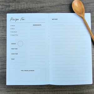 Recarga de papel para diário de receitas, encartes para livro de receitas (19 x 10,5 cm - tamanho do encarte)