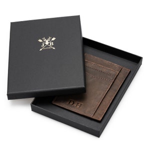 Porta carte in pelle invecchiata personalizzato per uomo / Portafoglio minimalista personalizzato / Regalo per fidanzato per San Valentino