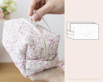 Boxy Quilt Cosmetic Pouch PDF Sewing Pattern | zipper box bag for beginners