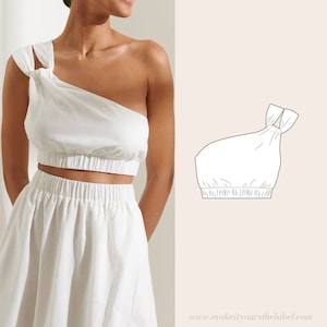 Asymmetrical Twisted Crop Top PDF Sewing Pattern - English