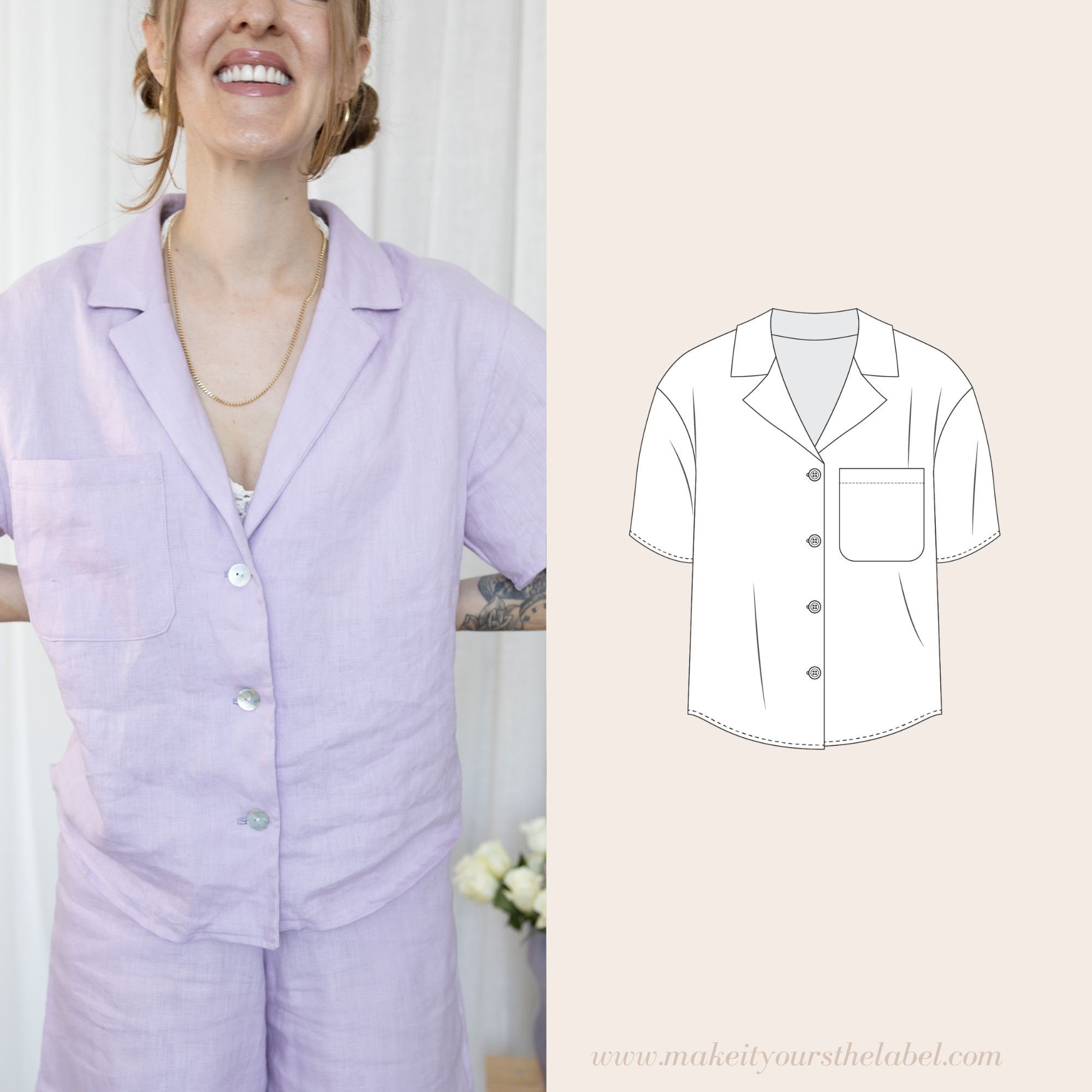 Pyjama Collar Shirt Etsy UK
