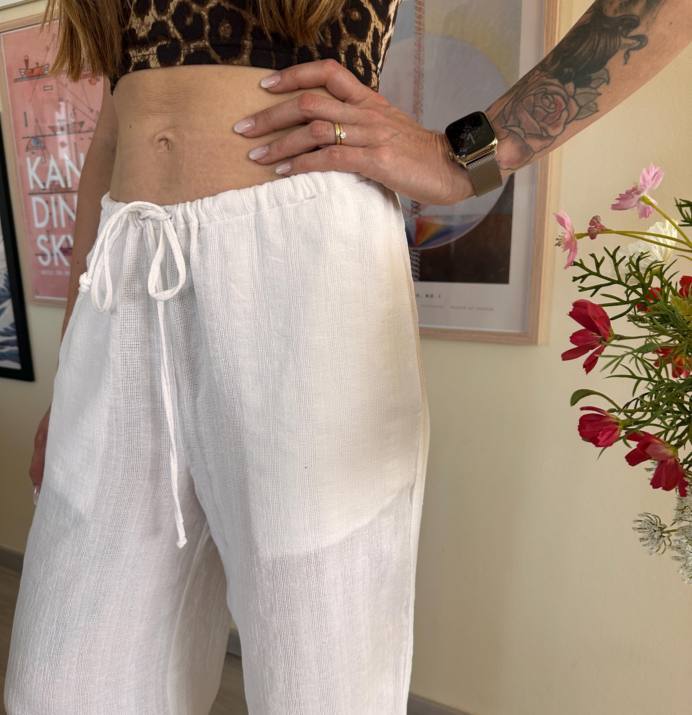 Linen Pants PDF Sewing Pattern | Wide Leg Pants With High
