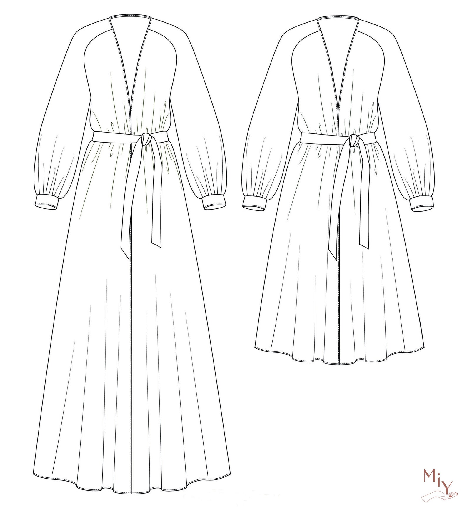Long Dressing Gown pattern/ Robe pattern / PDF Sewing Pattern Etsy