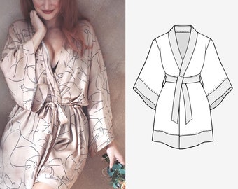 Kimono dressing gown PDF sewing pattern / 13 sizes / German