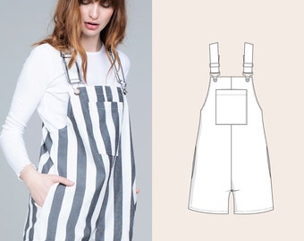 Sewing Pattern PDF Dungarees / Pinafore Dress / Bib Skirt / for Women and Girls (english)