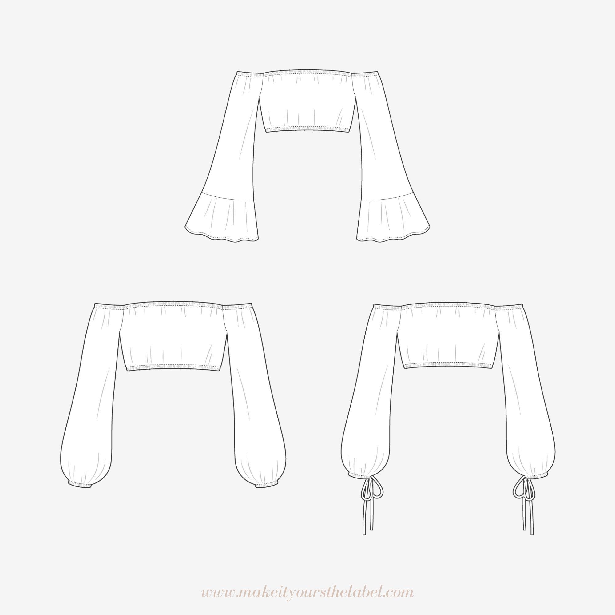 Off Shoulder Top PDF Sewing Pattern | Bardot Blouse Pattern - 12 Sizes ...