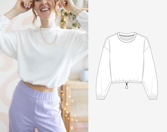 Oversize Sweater with elastic waistband PDF Sewing Pattern women in German